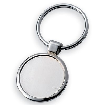 Picture of ROUND GROOVE SILVER METAL KEYRING with Separate 25mm Plate.