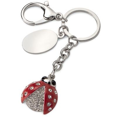 Picture of LADYBIRD BUG METAL KEYRING in Red with Crystals.