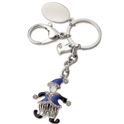 Picture of JESTER METAL KEYRING in Blue & Black with Tag.