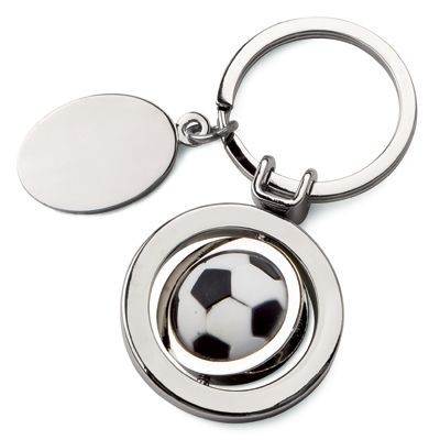 Picture of ROTATING FOOTBALL METAL KEYRING with Tag.