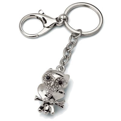 Picture of LITTLE OWL METAL KEYRING with Crystals