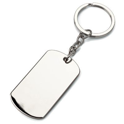 Picture of DOG TAG SILVER CHROME METAL KEYRING.