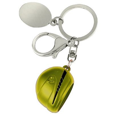 Picture of LARGE MOTORCYCLE HELMET METAL KEYRING in Yellow.