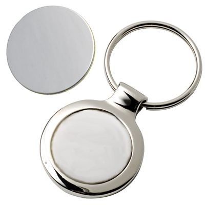 Picture of ROUND SILVER CHROME METAL KEYRING.