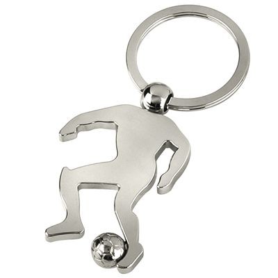 Picture of FOOTBALLER SILVER METAL KEYRING.