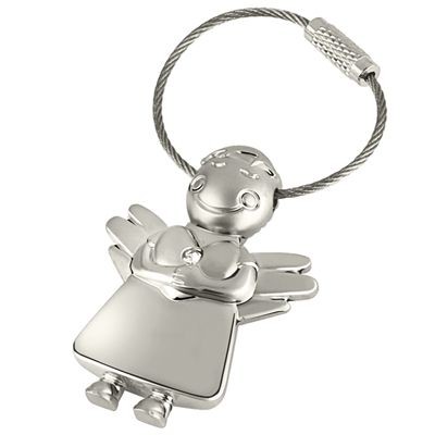 Picture of CRYSTAL ANGEL SILVER METAL KEYRING.