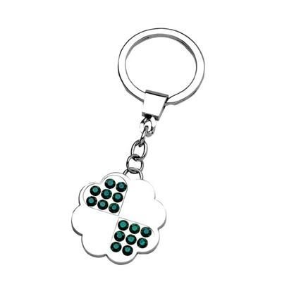 Picture of CLOVER LEAF METAL KEYRING with Crystals