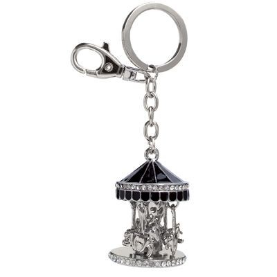 Picture of MUSICAL CAROUSEL METAL KEYRING with Crystals