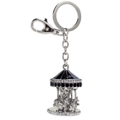 Picture of MUSICAL CAROUSEL METAL KEYRING with Crystals.