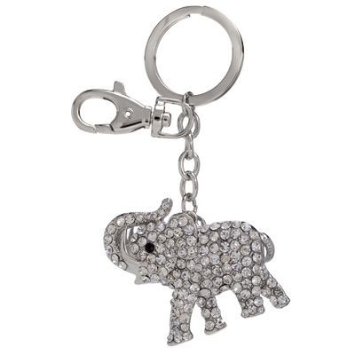 Picture of ELEPHANT METAL KEYRING with Crystals.