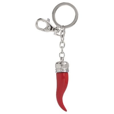 Picture of RED HORN METAL KEYRING with Crystals.