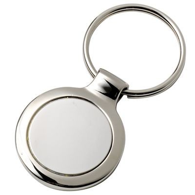 Picture of ROUND SILVER CHROME METAL KEYRING with Inset