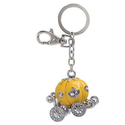 Picture of YELLOW CARRIAGE METAL KEYRING with Crystals.