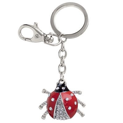 Picture of LADYBIRD BUG METAL KEYRING with Crystals.