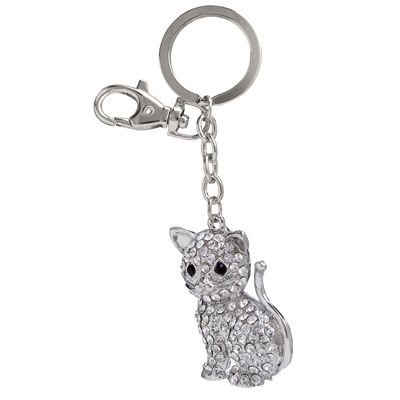Picture of CAT METAL KEYRING with Crystals