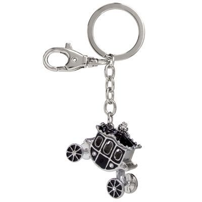 Picture of BLACK CARRIAGE METAL KEYRING with Crystals.