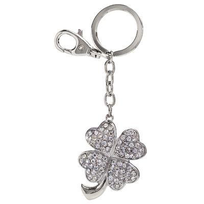 Picture of CLOVER LEAF METAL KEYRING with Crystals