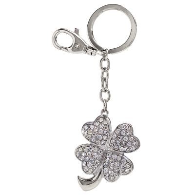 Picture of CLOVER LEAF METAL KEYRING with Crystals.