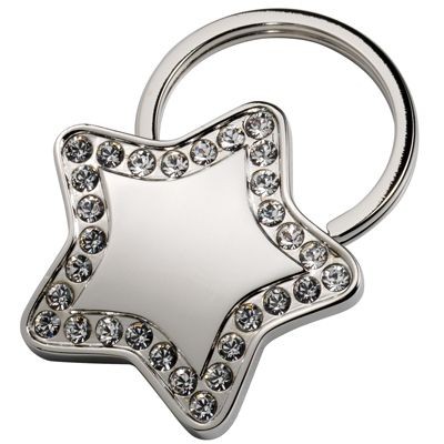 Picture of STAR SILVER METAL KEYRING with Crystal Decoration.