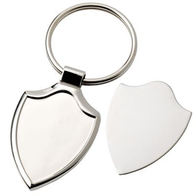 Picture of SHIELD SILVER CHROME METAL KEYRING with Detachable Plate