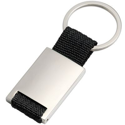 Picture of SILVER METAL KEYRING with Black Webbing Strap