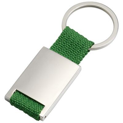 Picture of SILVER METAL KEYRING with Green Webbing Strap