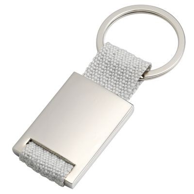 Picture of SILVER METAL KEYRING with Grey Webbing Strap.
