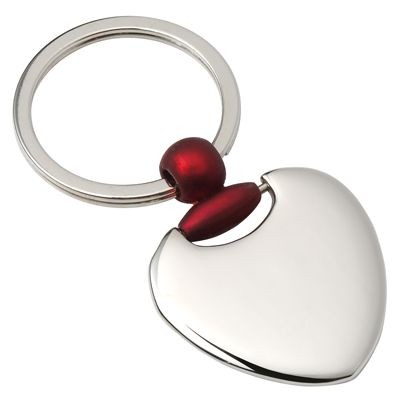 Picture of HEART METAL KEYRING in Silver & Red.