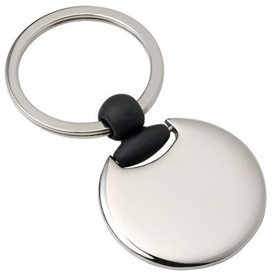 Picture of ROUND METAL KEYRING in Silver & Black