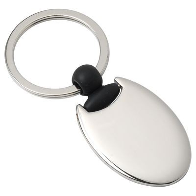 Picture of OVAL METAL KEYRING in Silver & Black