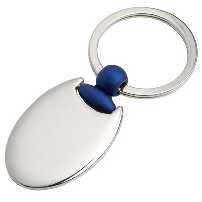 Picture of OVAL METAL KEYRING in Silver & Blue