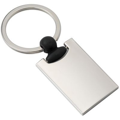 Picture of RECTANGULAR METAL KEYRING in Silver & Black