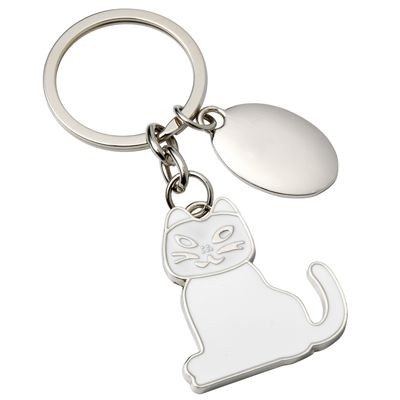 Picture of WHITE CAT METAL KEYRING