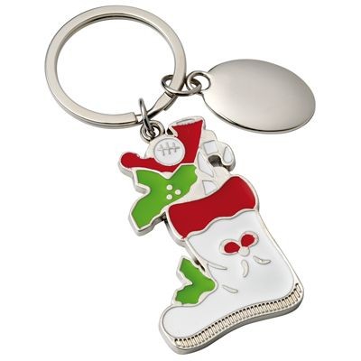 Picture of SANTA STOCKING METAL KEYRING.