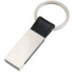 Picture of RECTANGULAR SILVER METAL & BLACK IMITATION LEATHER KEYRING
