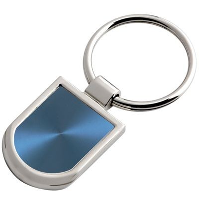 Picture of SILVER METAL KEYRING with Blue Inset Plate.