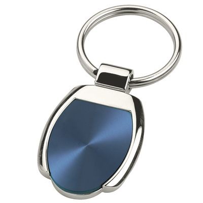 Picture of TOLEDO SILVER METAL KEYRING with Blue Inset Plate.