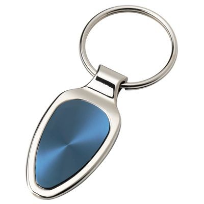 Picture of SILVER METAL KEYRING with Blue Inset Plate