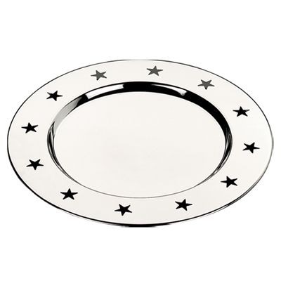 Picture of SHINY SILVER METAL COASTER with Cut Out Star Design.