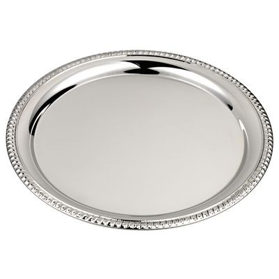Picture of ROUND SHINY SILVER METAL TRAY with Decorative Edge