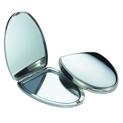 Picture of HORSESHOE SHAPE HANDBAG MIRROR in Silver Chrome Metal.