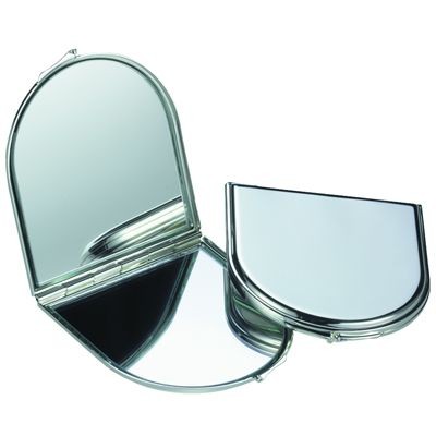 Picture of ARCH SHAPE HANDBAG MIRROR in Silver Chrome Metal.