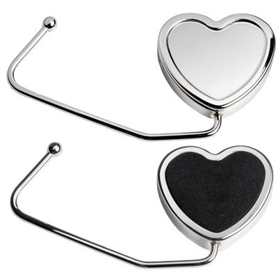 Picture of HEART SHAPE HANDBAG HANGER HOOK in Silver Metal.