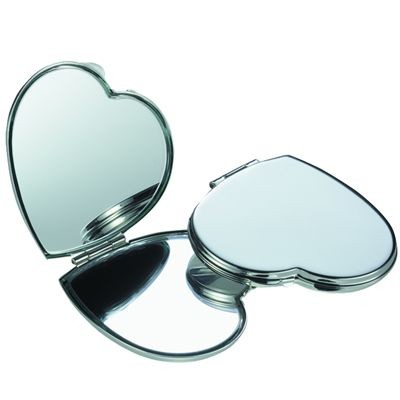 Picture of HEART SILVER METAL COMPACT POCKET MIRROR