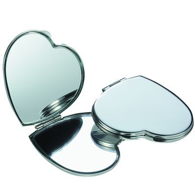 Picture of HEART SILVER METAL COMPACT POCKET MIRROR.