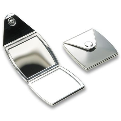 Picture of VANITY SILVER METAL COMPACT POCKET MIRROR.