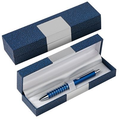 Picture of RECTANGULAR PEN PRESENTATION BOX in Blue Leather.