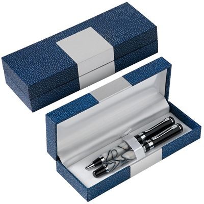 Picture of LARGE RECTANGULAR PEN PRESENTATION BOX in Blue Leather.