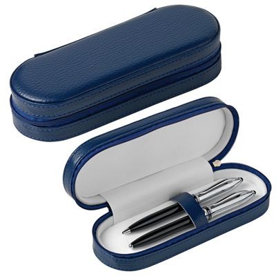 Picture of ZIP AROUND PEN PRESENTATION CASE in Blue Leather.