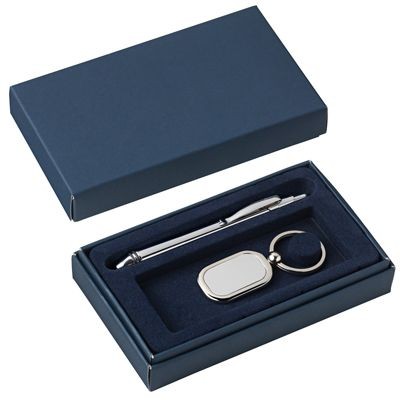 Picture of PRESENTATION BOX FOR PEN & KEYRING SET in Blue.